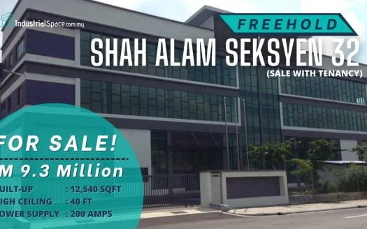 Freehold Warehouse for sale in Seksyen 32 – 12,540 Sqft