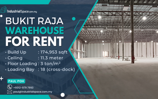 Warehouse for Rent in Bukit Raja – Klang – BU 174k Sqft