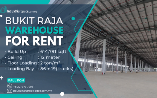 Warehouse for rent in Bukit Raja BU 614k Sqft