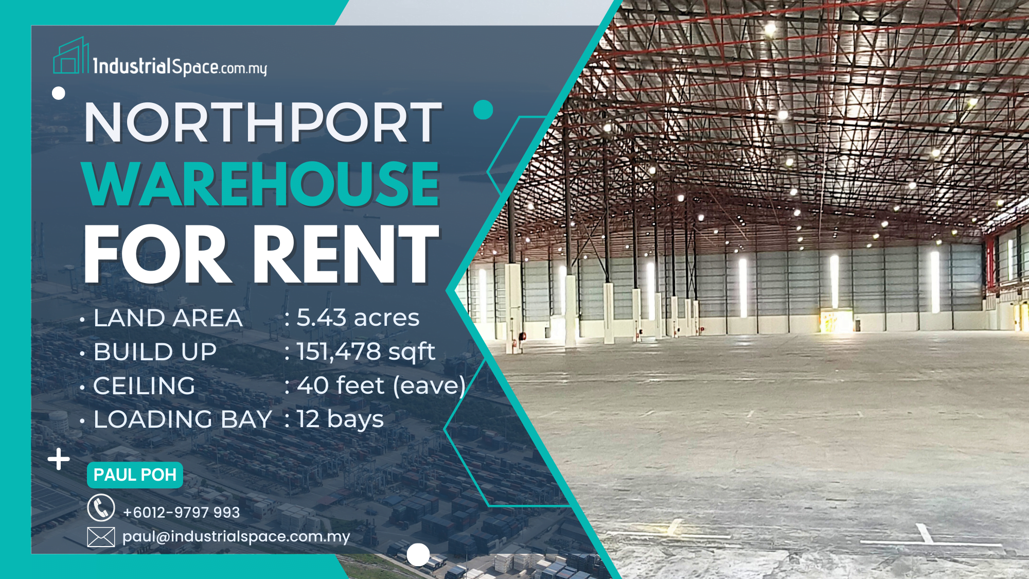 Warehouse for Rent in Northport Klang BU 151k Sqft Malaysia Industrial Real Estate