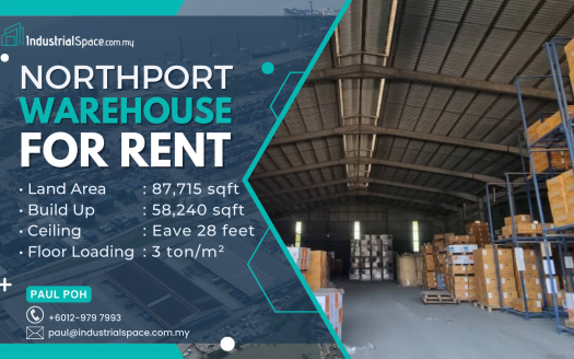 Warehouse For Rent in Northport – Portklang – Klang BU 58k Sqft